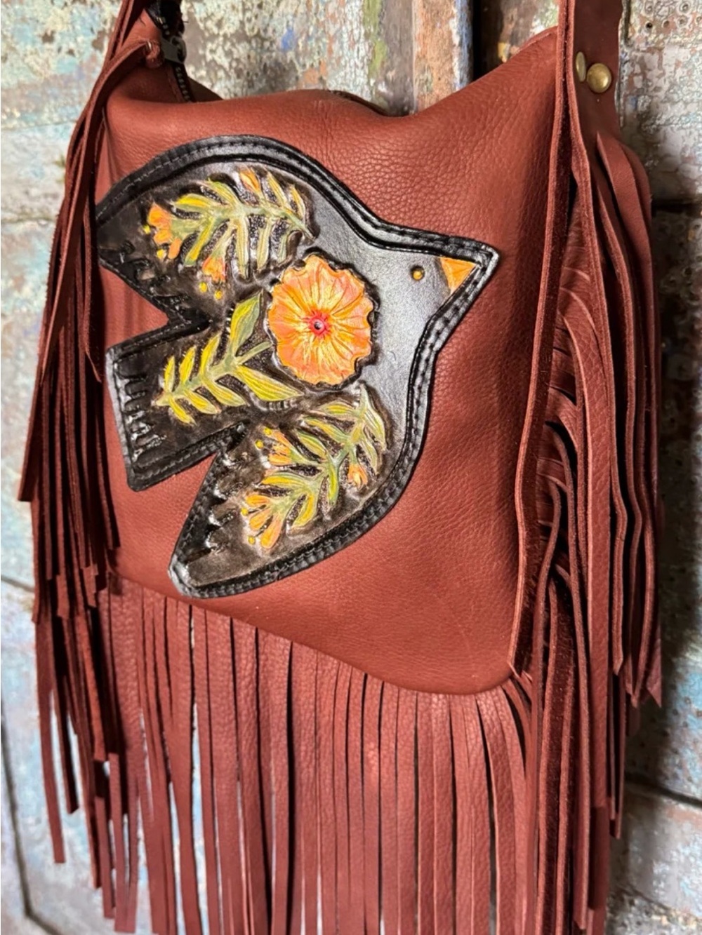 Handmade fringe leather bag - Picture 4 of 4